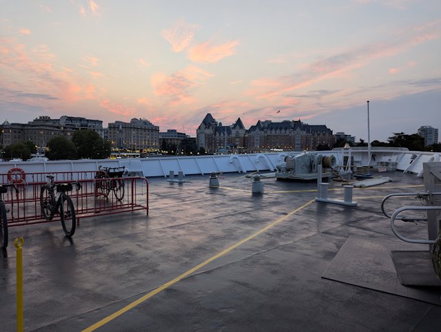 Victoria at sunrise from the front deck of the ferry