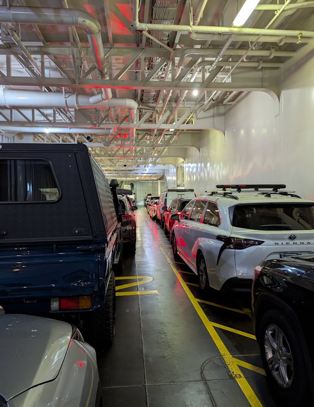 In the car deck again waiting to depart