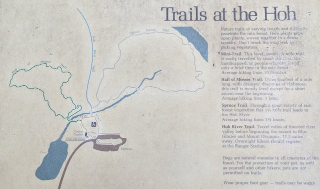 Trail map at the Hoh rain forest